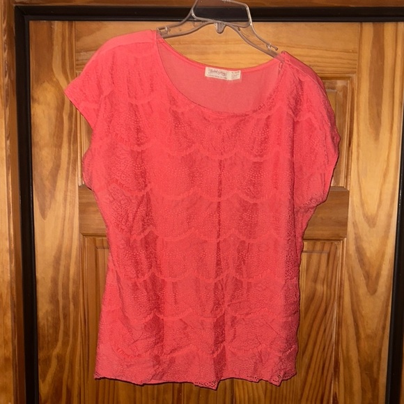 Faded Glory Ruffled Pink Cap Sleeve Blouse - Picture 1 of 5